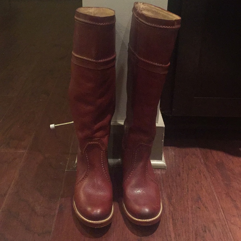 Frye Tall Leather Riding Boots in Brown